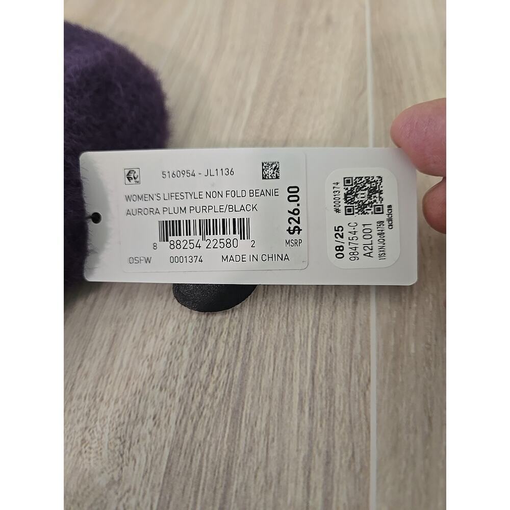 Adidas Womens Lifestyle Non Fold Beanie Nwt Plum Purple - Picture 4 of 9